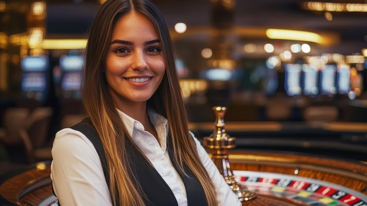 Tampilan meja live dealer blackjack sumber777 dengan dealer profesional Indonesia